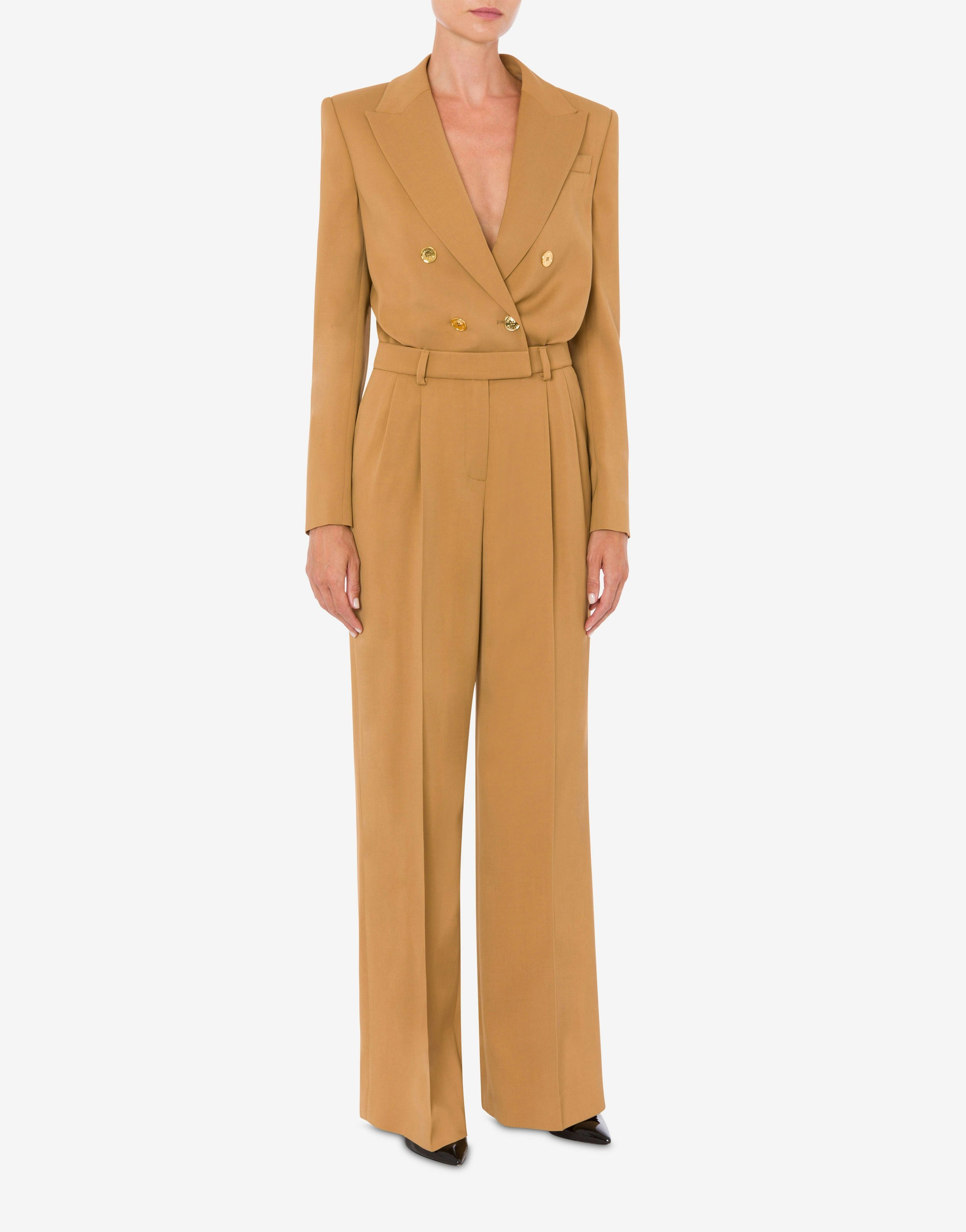STRETCH VISCOSE DIAGONAL JUMPSUIT WITH GOLD BUTTONS - 2