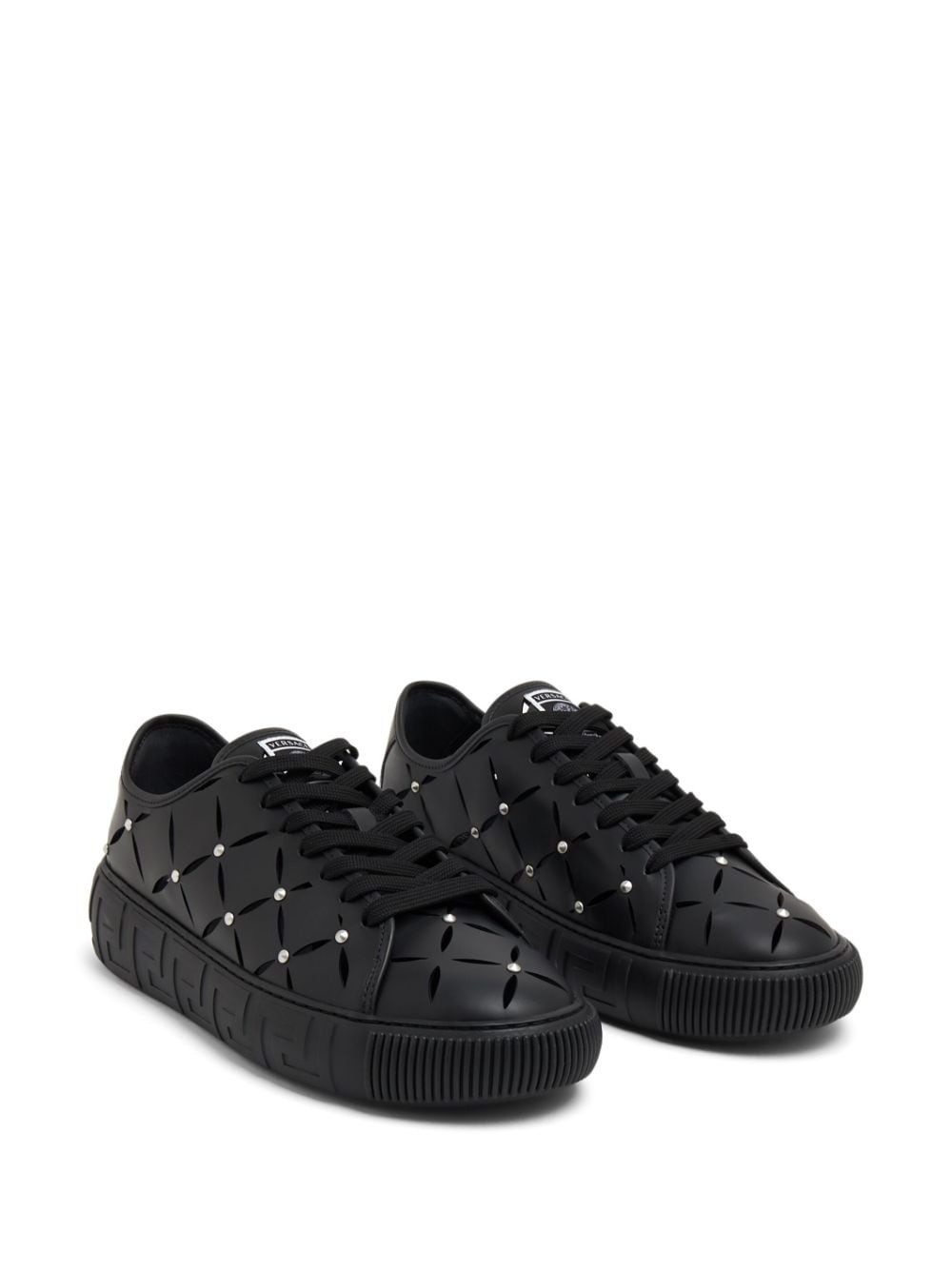 perforated studded sneakers - 4