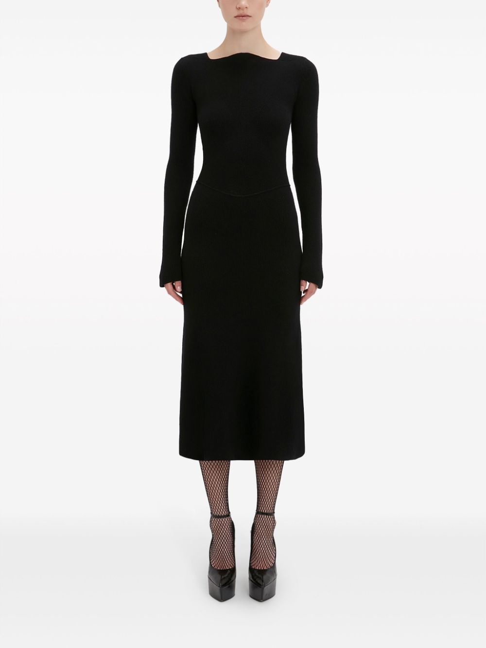 ribbed stretch-wool midi dress - 2