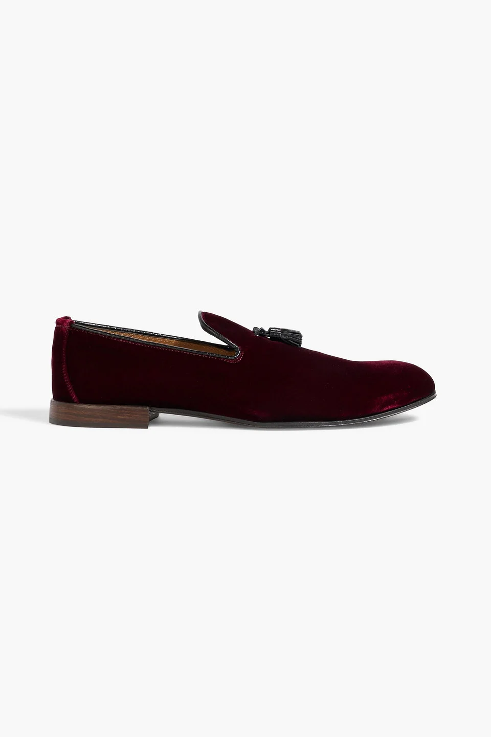 Tasseled leather-trimmed velvet loafers - 1