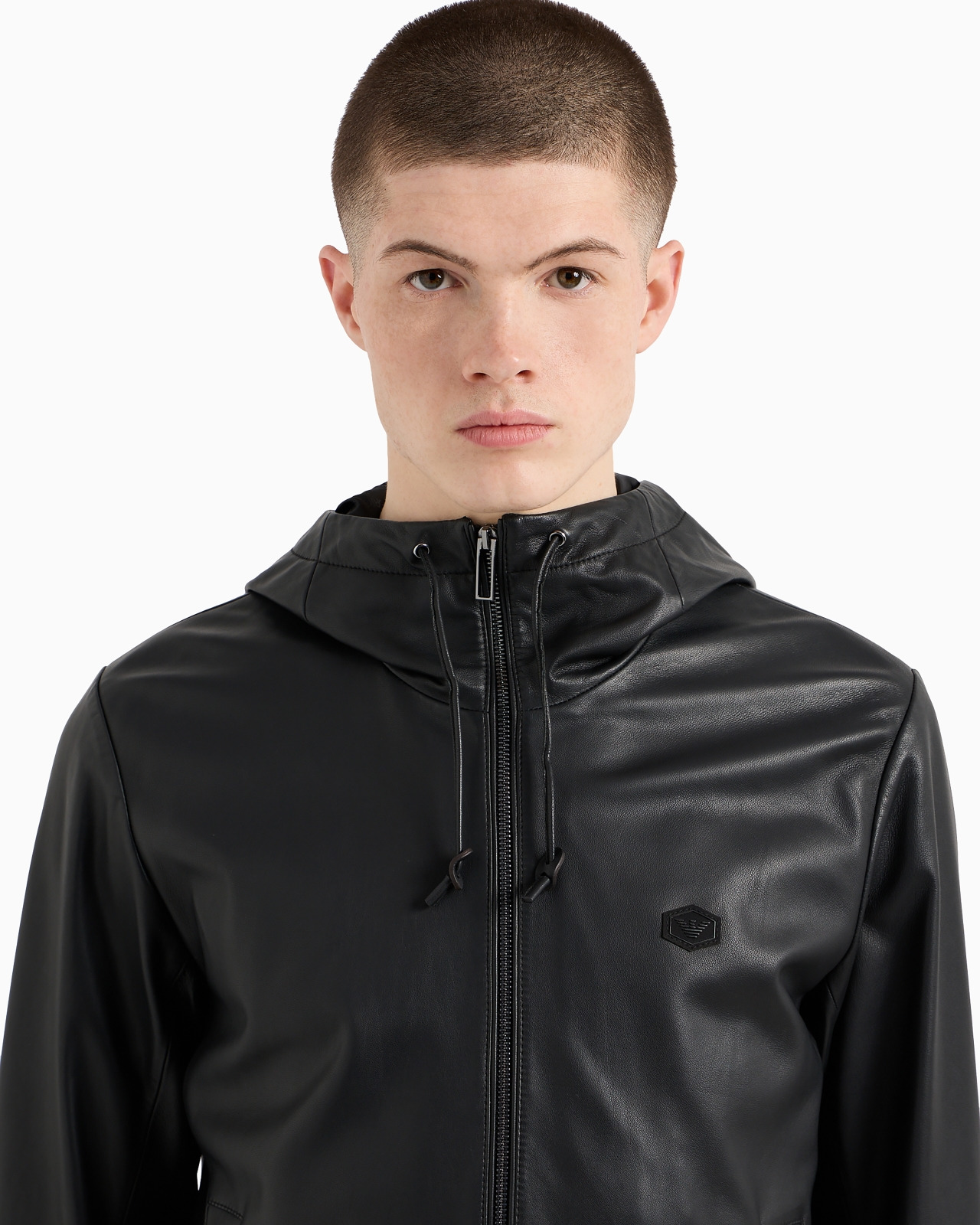 Hooded, semi-aniline nappa lambskin blouson with full-length zip - 5