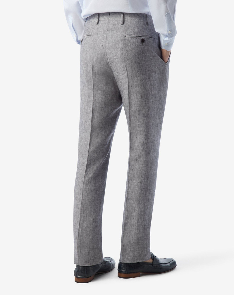 Single-dart grey trousers made from pure linen chambray 4