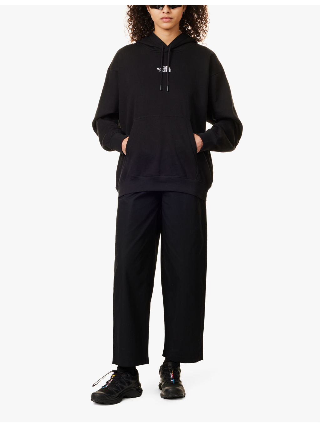 Brand-embroidery kangaroo-pocket cotton-blend hoody - 2