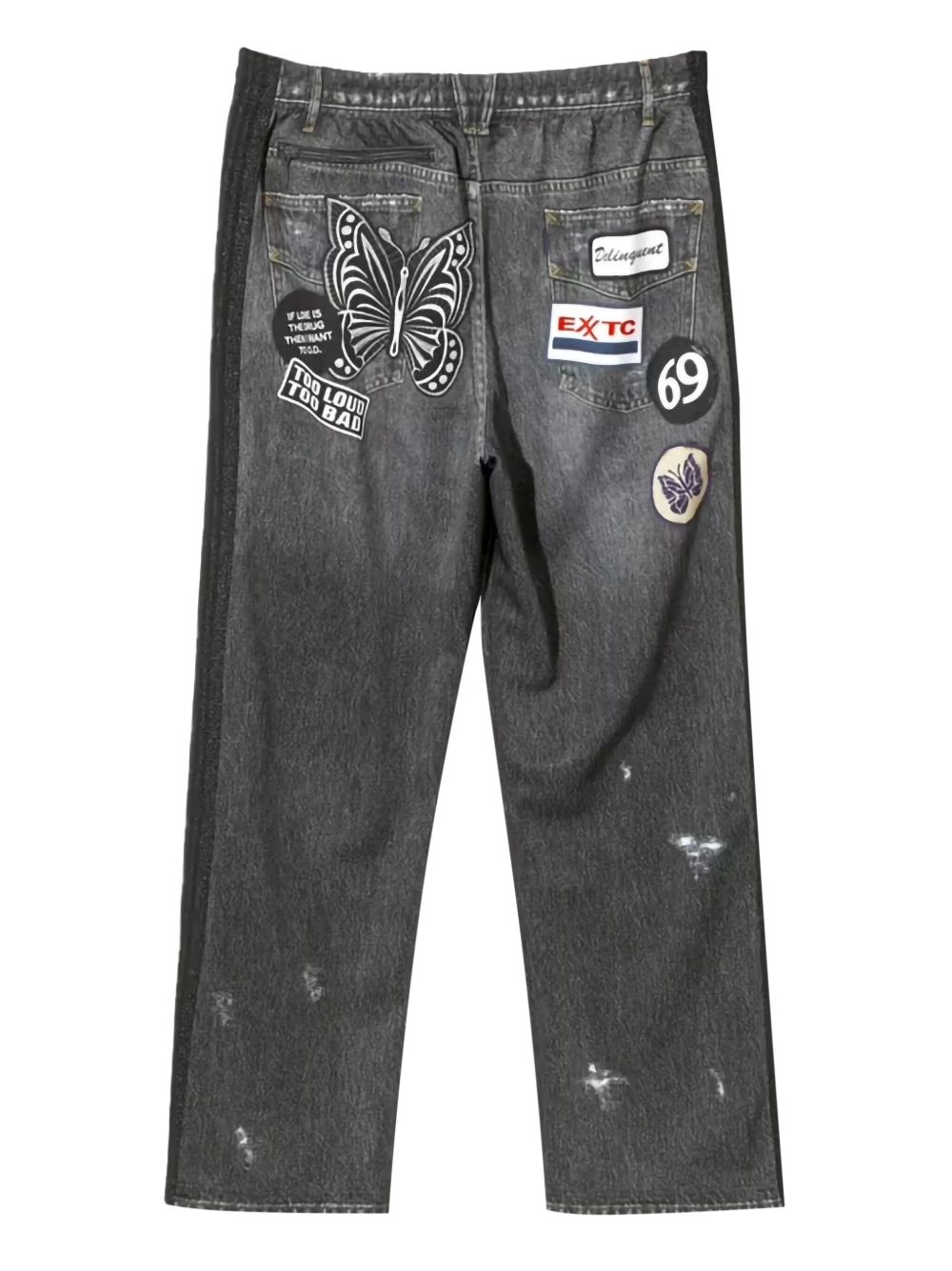 patch-detailing track jeans - 2