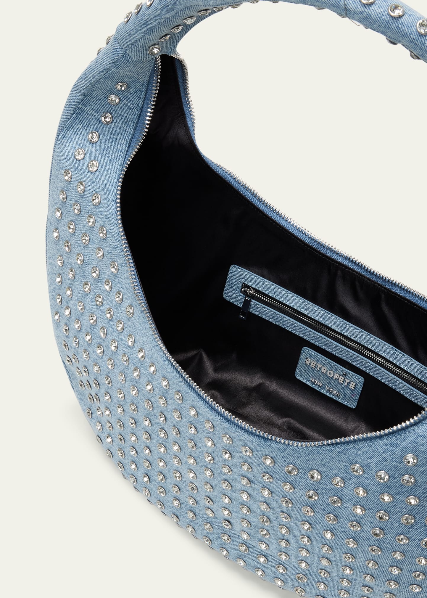 Elodie Large Embellished Denim Shoulder Bag - 4
