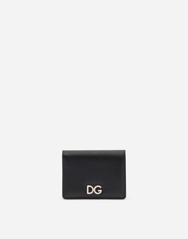 Small continental wallet in dauphine calfskin with rhinestone DG logo - 1