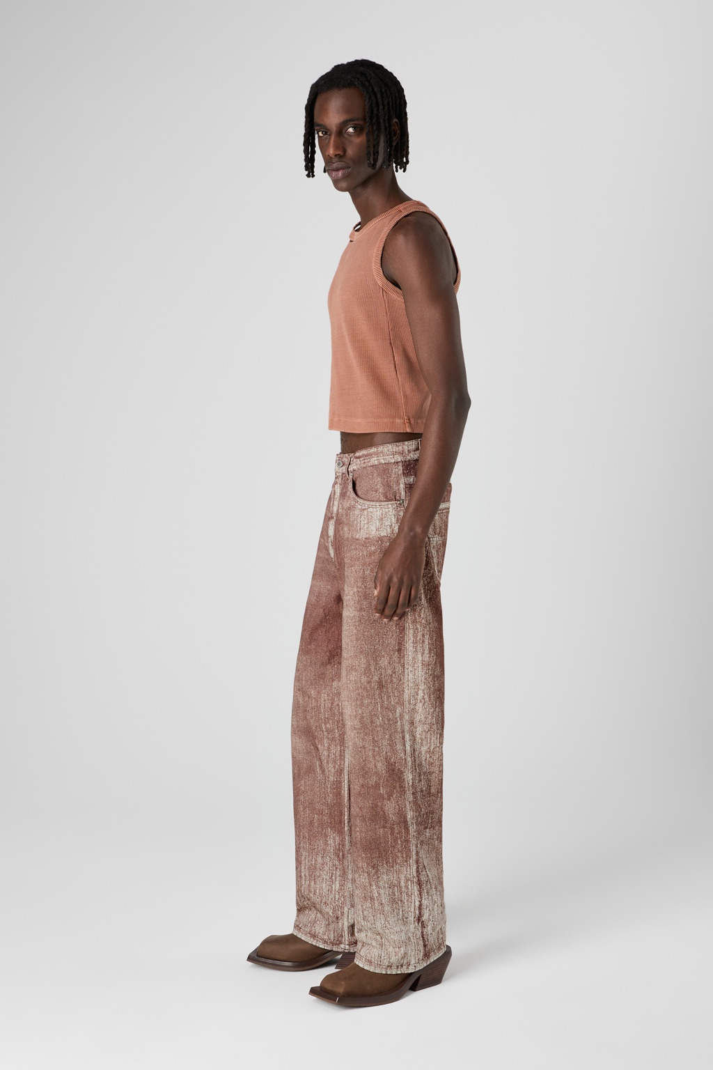 Terracotta Paint Print Denim Jeans - 4