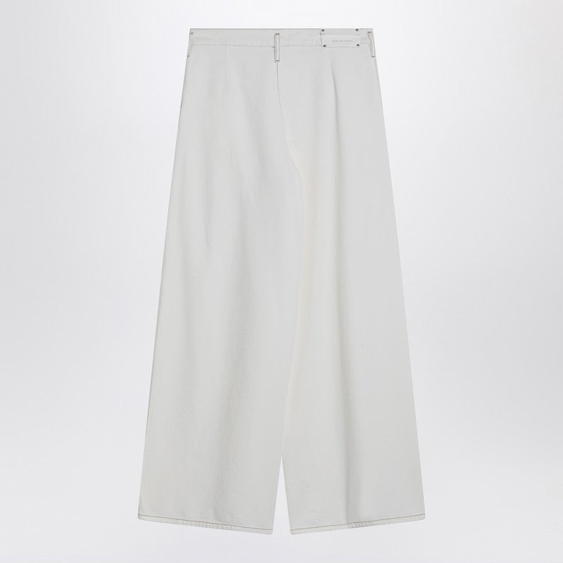 Dries Van Noten Wide White Trousers In Cotton Women - 2