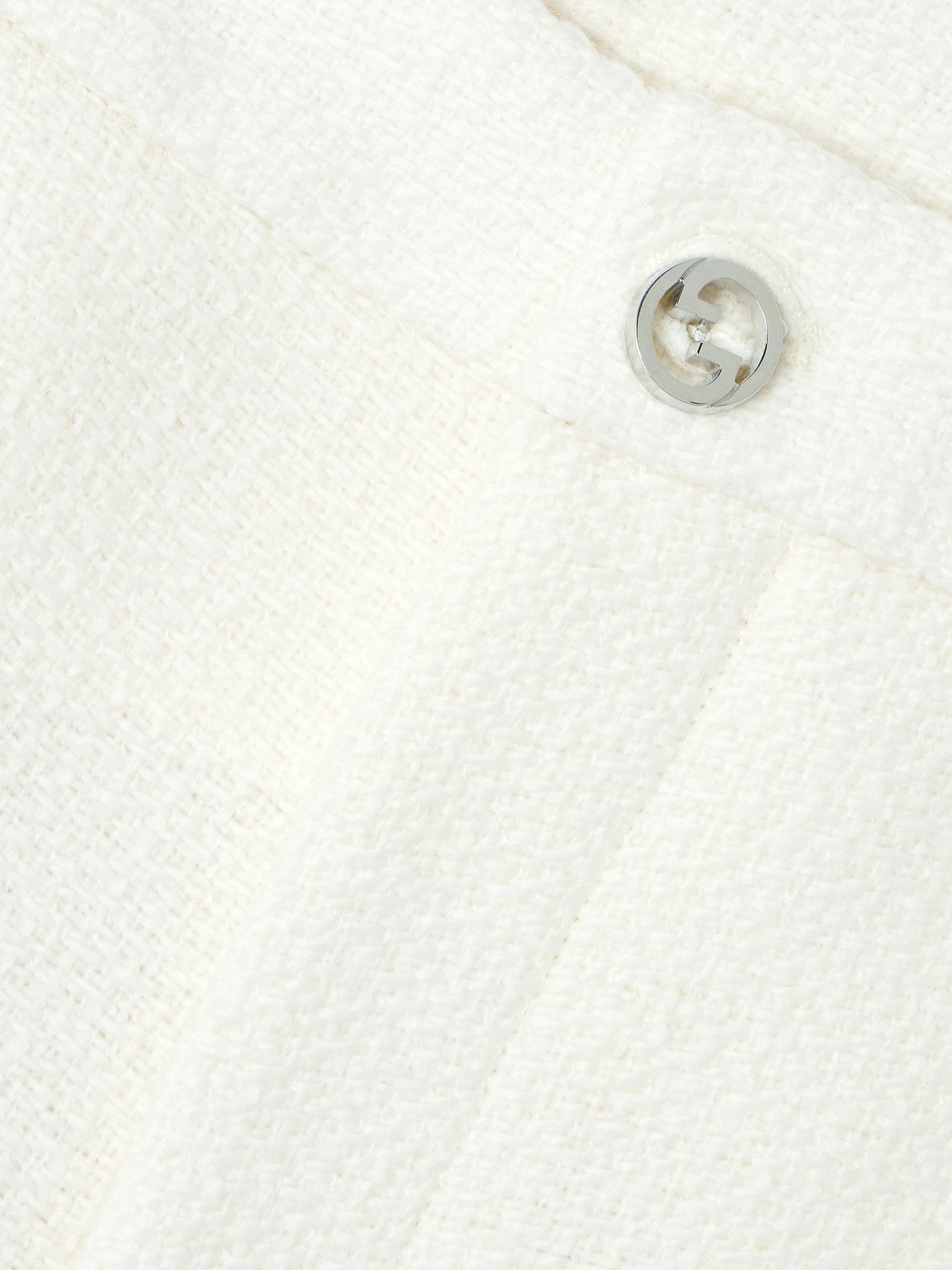 Wool-blend bouclé wide-leg pants Off-white - 4