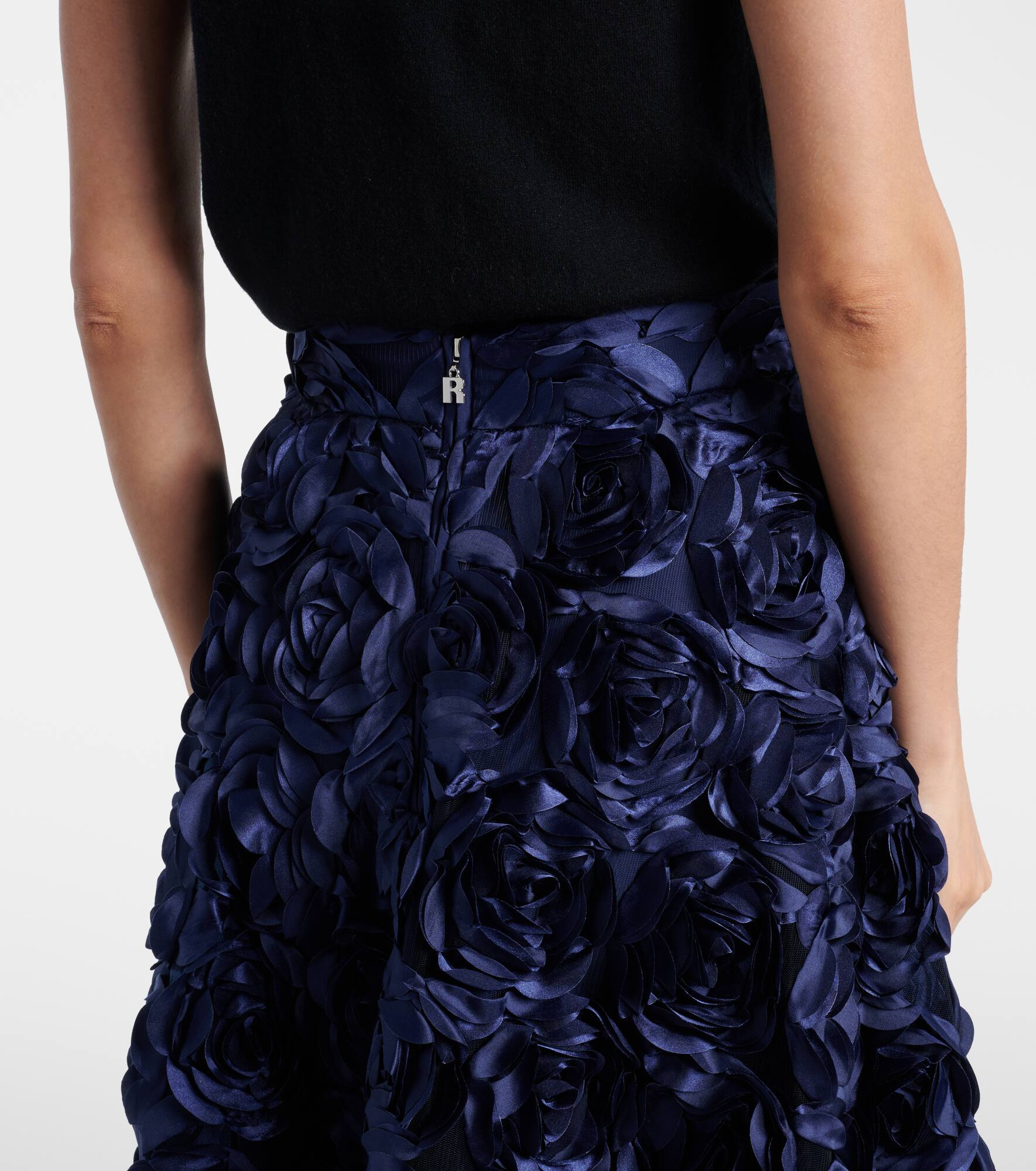 Floral-appliqué midi skirt - 6