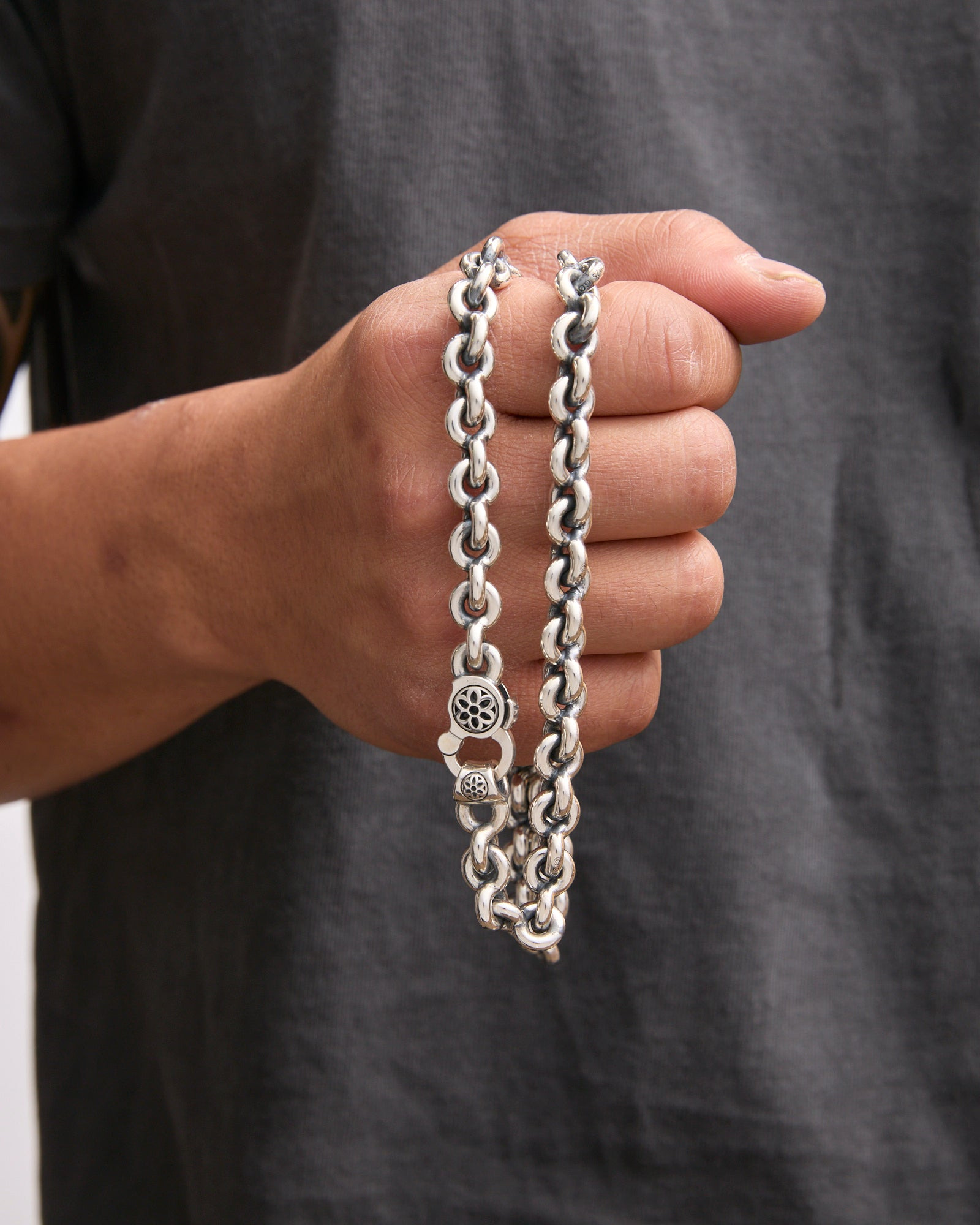 Fin Link Necklace Size A in Sterling Silver - 3