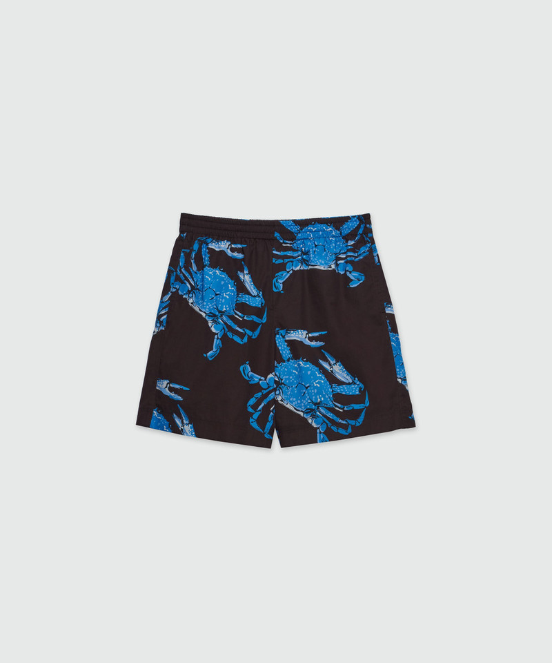 Bermuda shorts in black poplin with "King crab" print 1