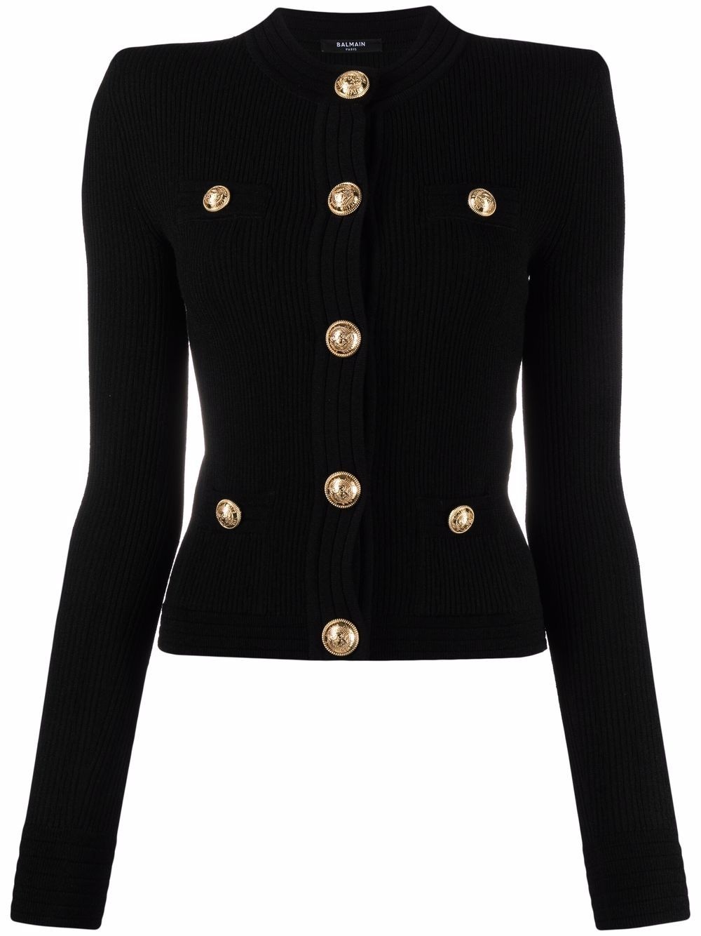 button-embellished ribbed cardigan - 1