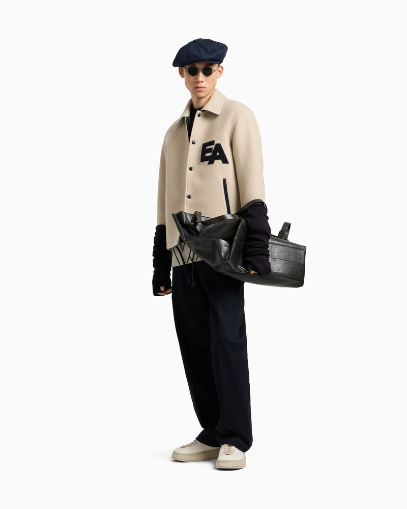 BLOUSON WITH PRESS STUDS IN WOOL CLOTH WITH AN OVERSIZED EA PATCH 2