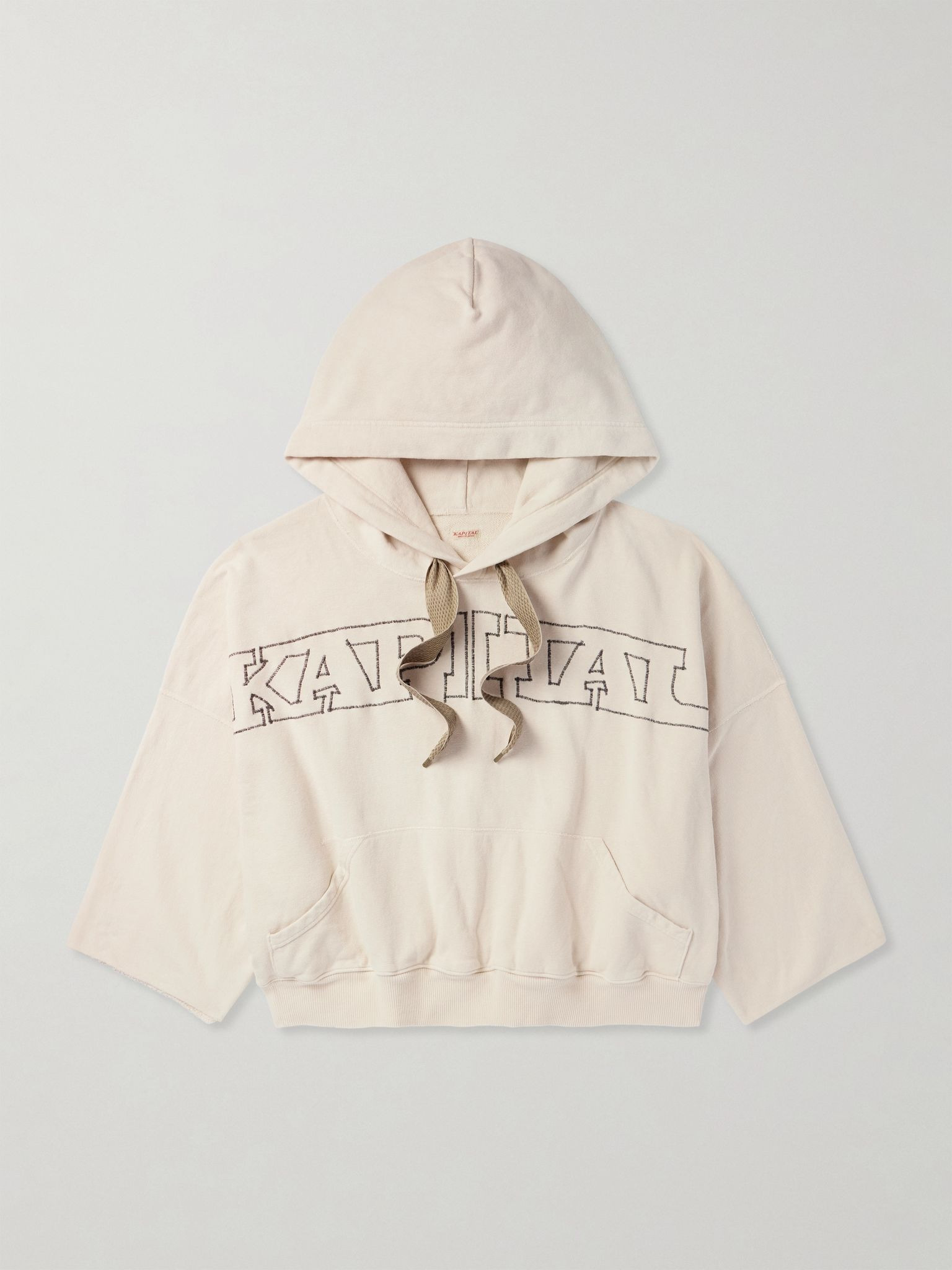 Logo-Embroidered Cotton-Jersey Hoodie Neutral - 1