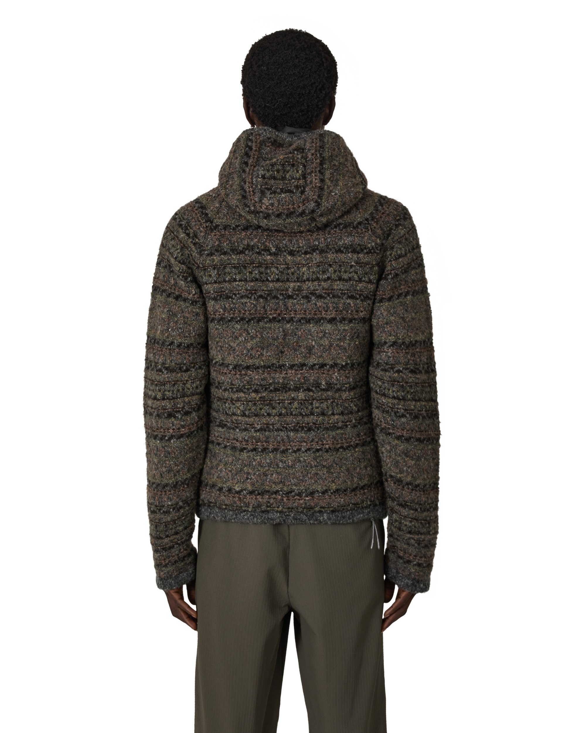 Fair Isle Felted Knit Zip Up Hoodie - 3