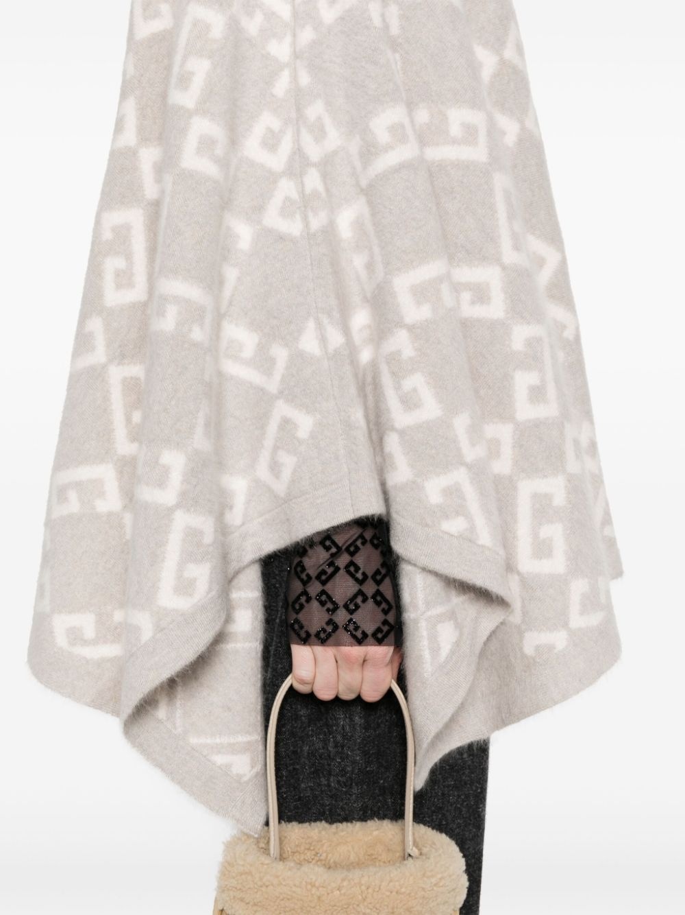 logo-intarsia hooded poncho - 5
