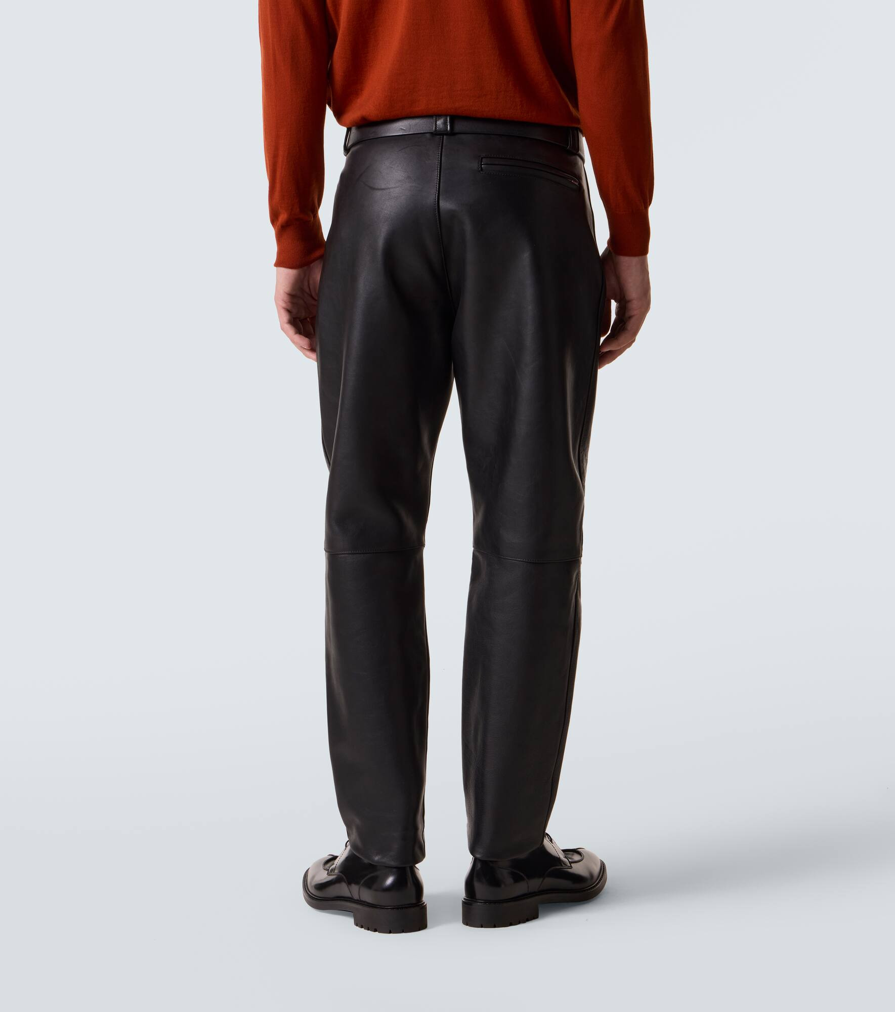 Leather straight pants - 4