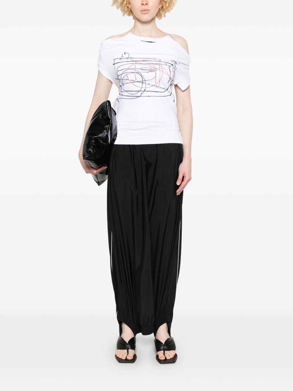 printed elasticated-straps T-shirt - 2