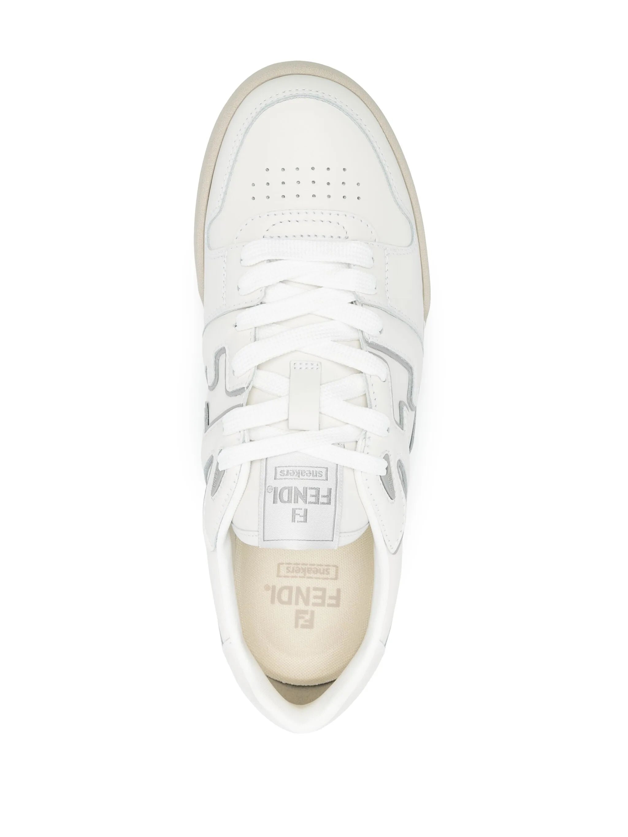 Match FF-appliqué Leather Sneakers - 3