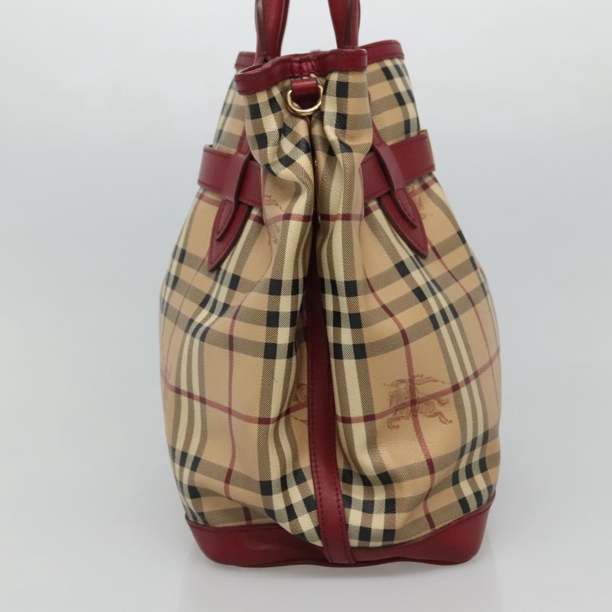 Burberry Nova Check Hand Bag Pvc Leather Beige - 4