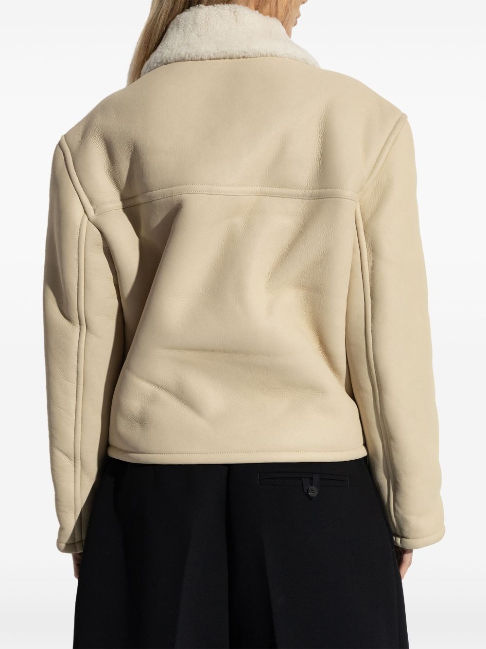 double-breasted shearling jacket - 4