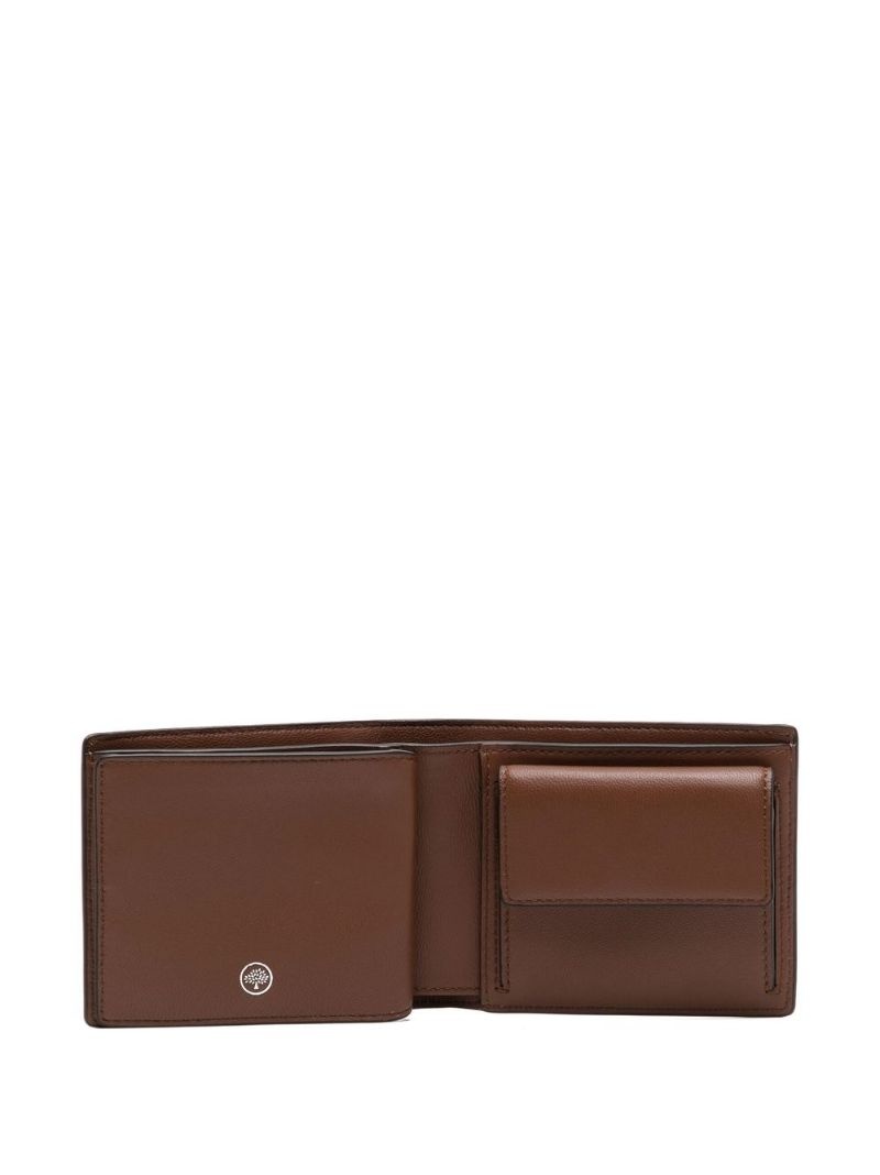 grained logo-print leather wallet - 3