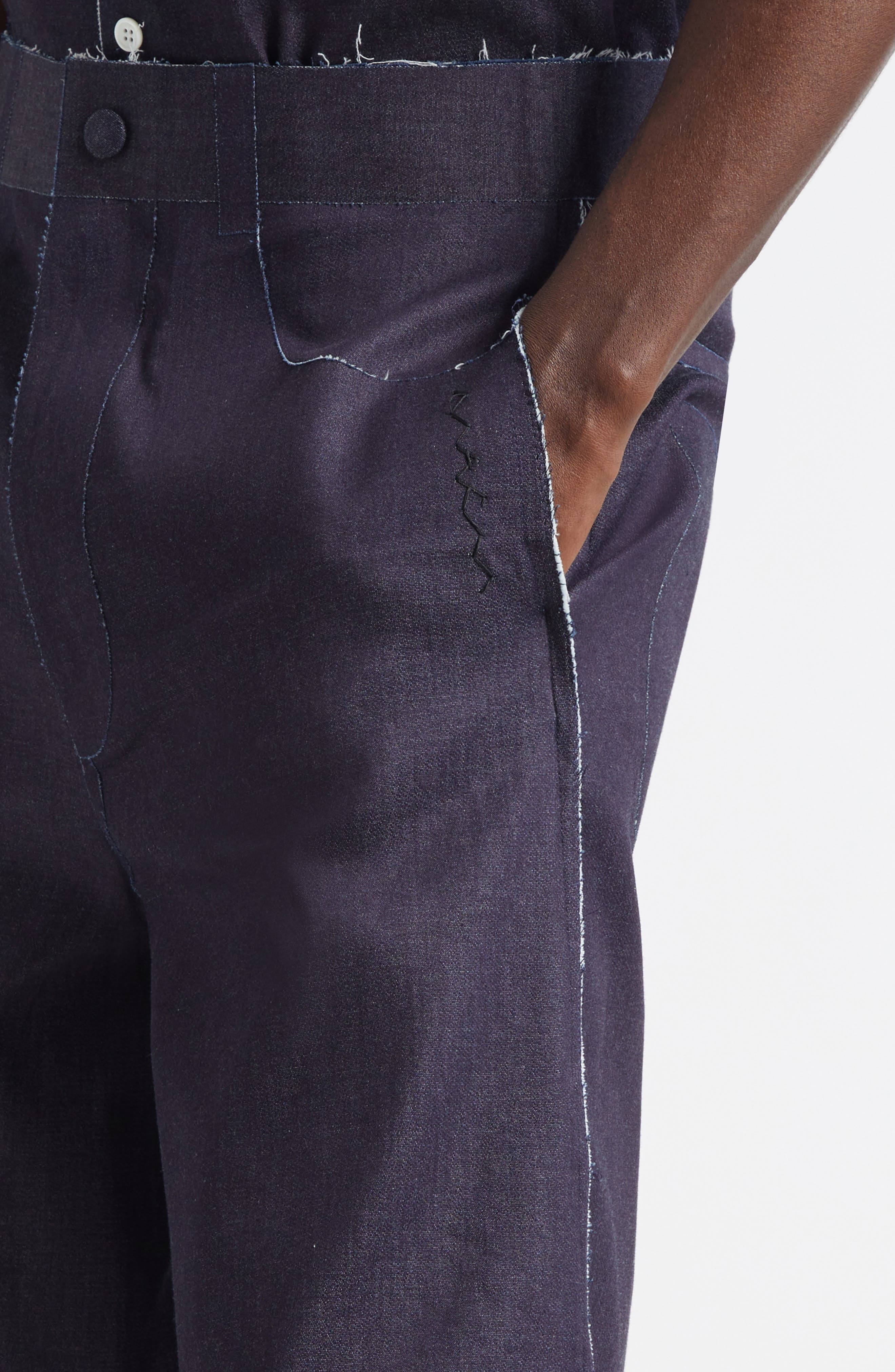 Marni Trompe l'Oeil Stretch Denim Bermuda Shorts in Blue/Black at Nordstrom - 4