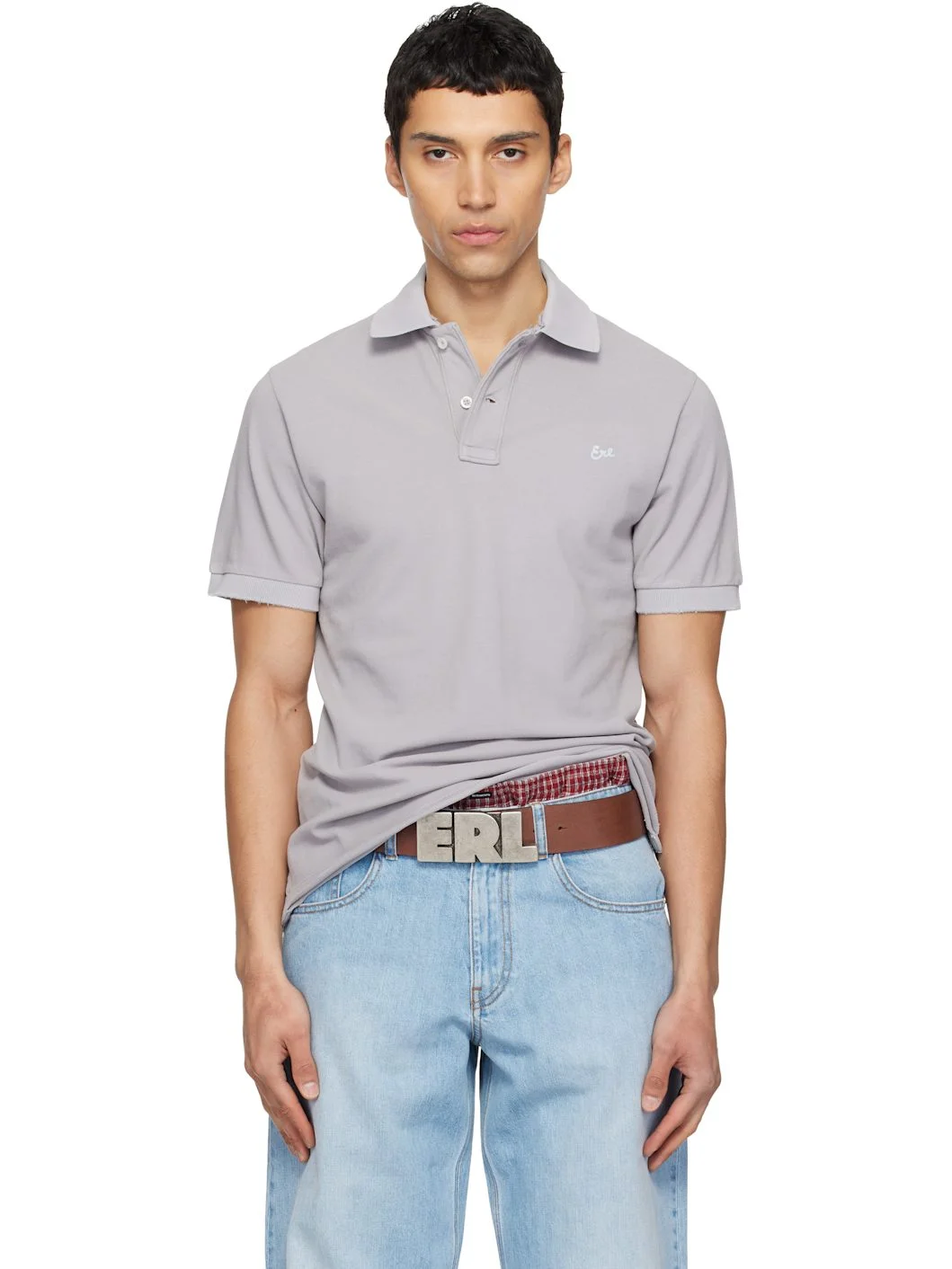Gray Logo Patch Polo - 1