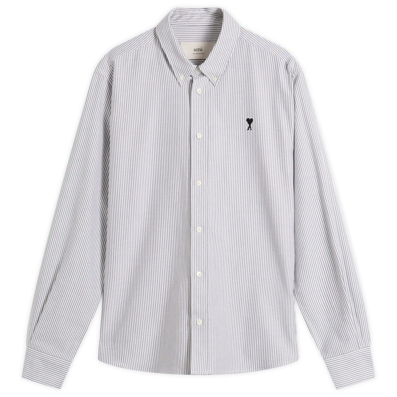 AMI Paris Striped Cotton Oxford Classic Shirt - 1