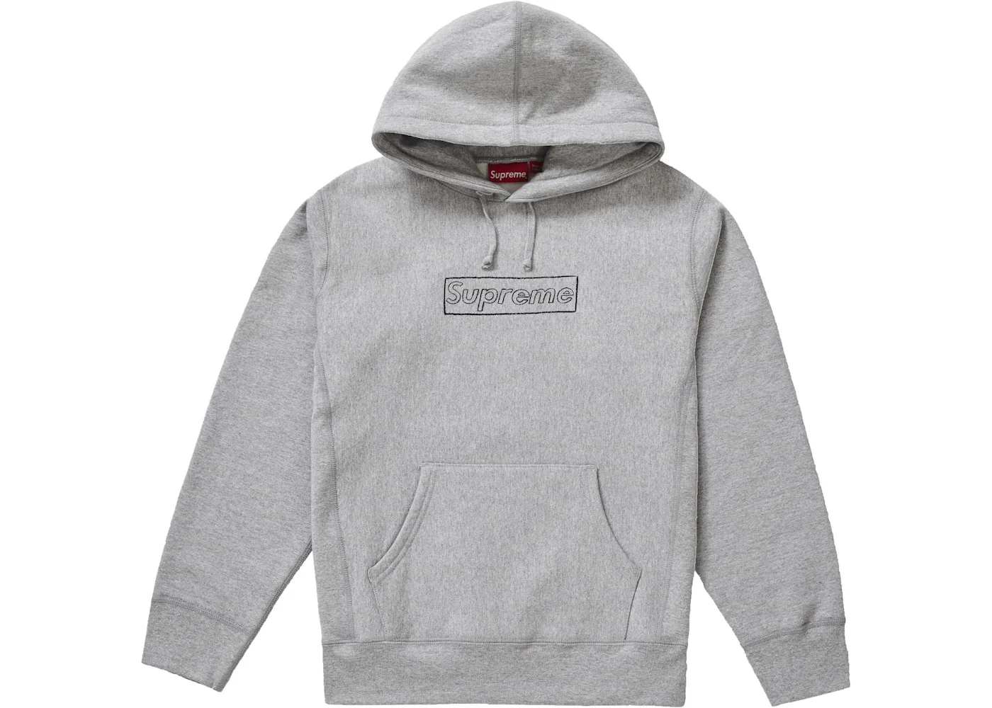 Supreme KAWS Chalk Logo Hooded Sweatshirt Heather Grey - 1