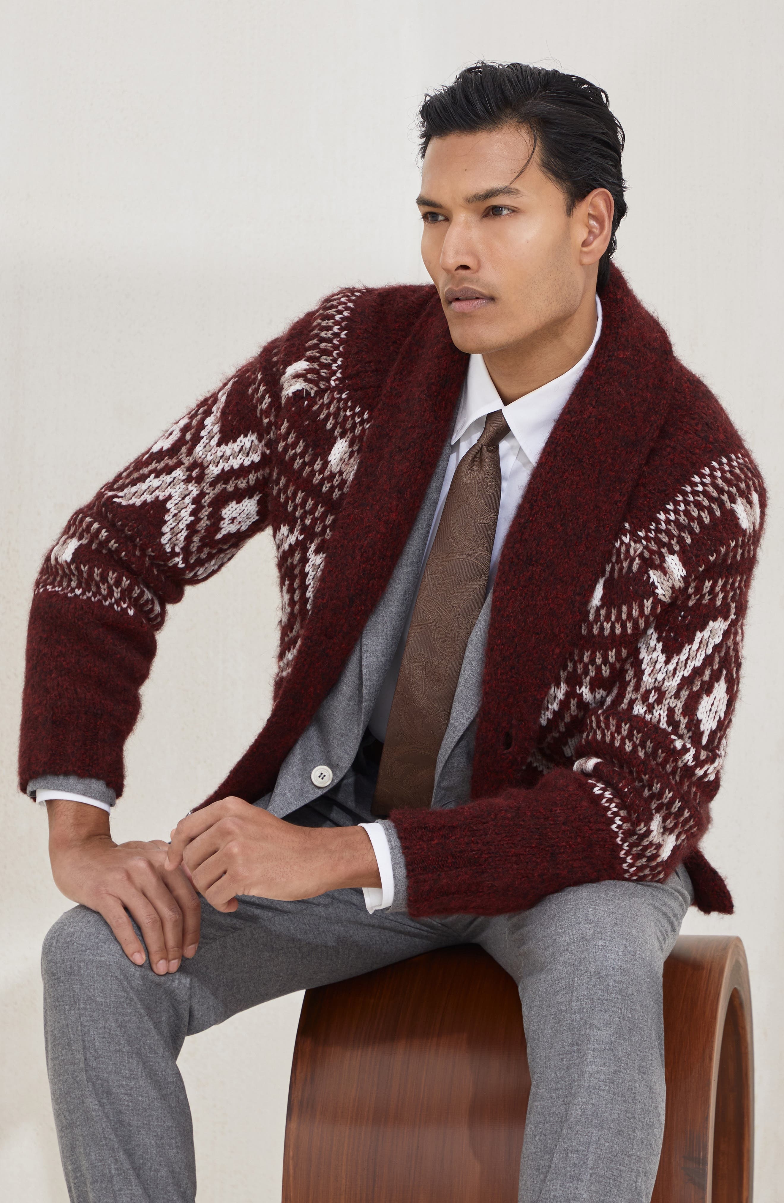 Brunello Cucinelli Cardigan with metal buttons in Amaranth at Nordstrom - 5