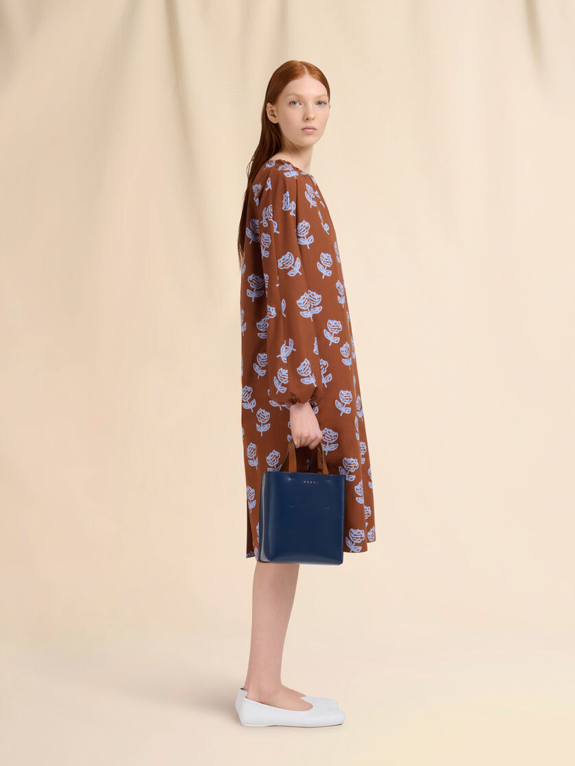 BLUE GRAY AND BROWN LEATHER MUSEO MINI BAG - 2