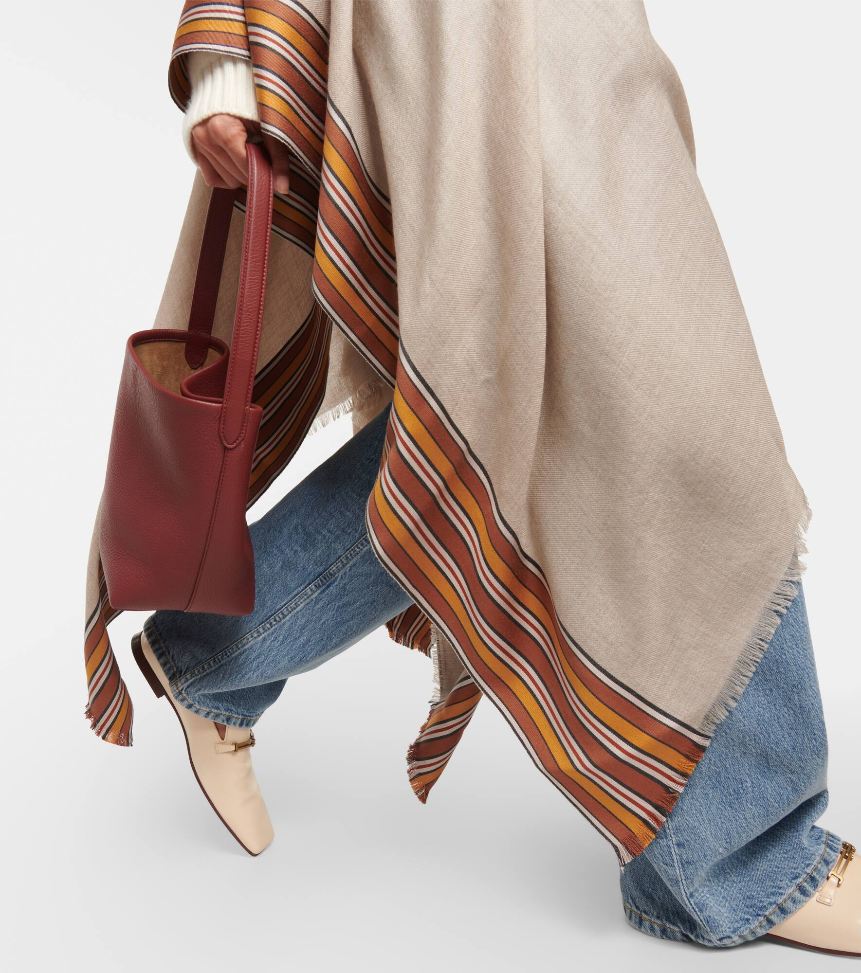 The Suitcase Stripe silk and cashmere poncho - 5