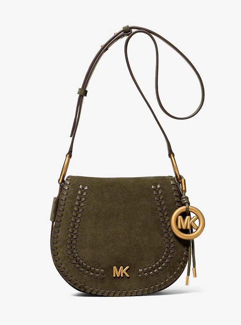 Josie Medium Whipstitched Suede Saddle Bag - 1