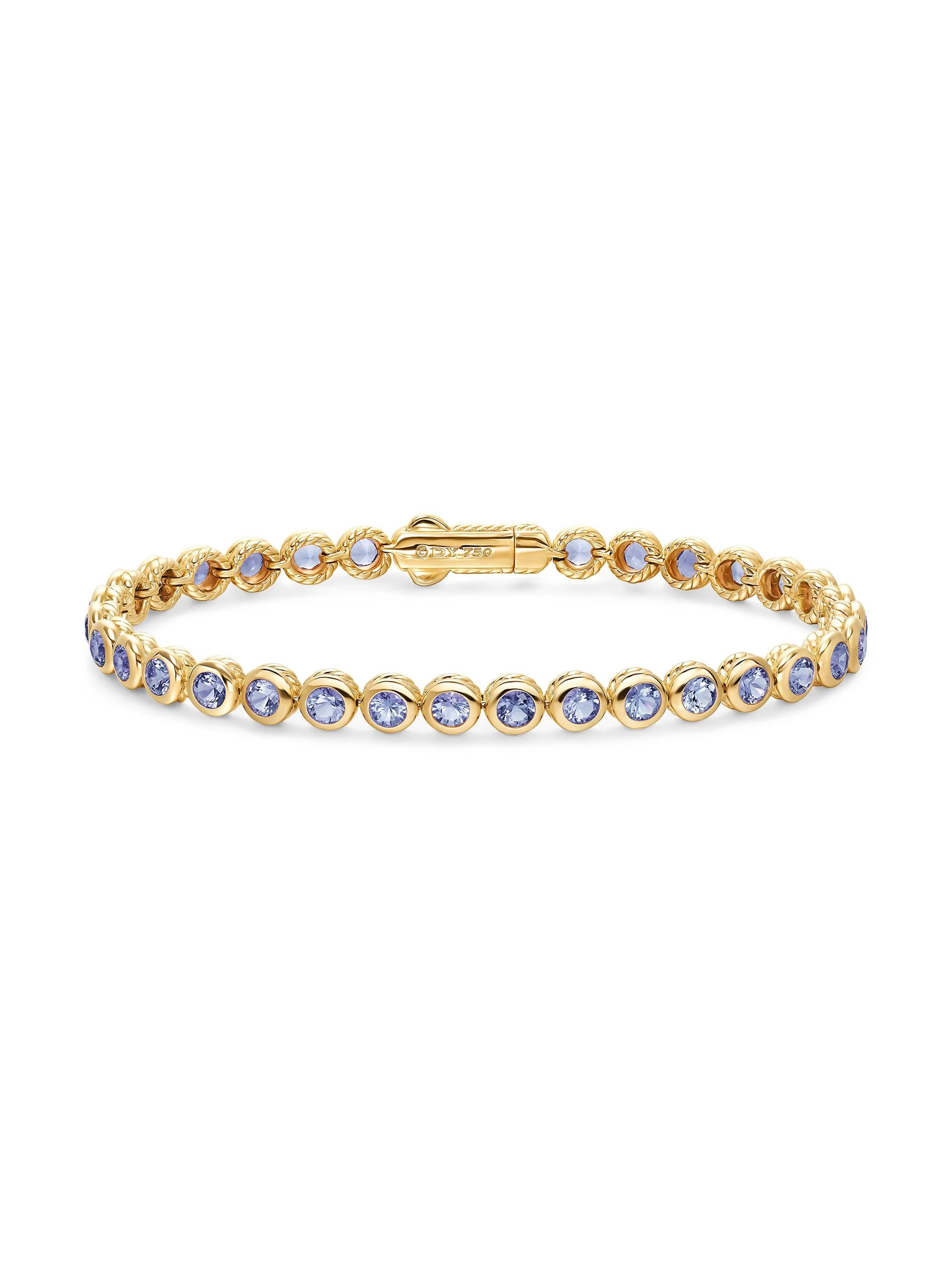 Women's Bezel Set Tennis Bracelet in 18K Yellow Gold - Tanzanite - 1