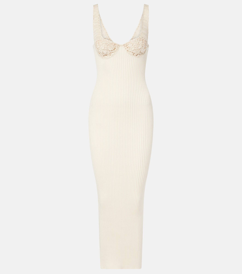Ribbed-knit cotton midi dress 1