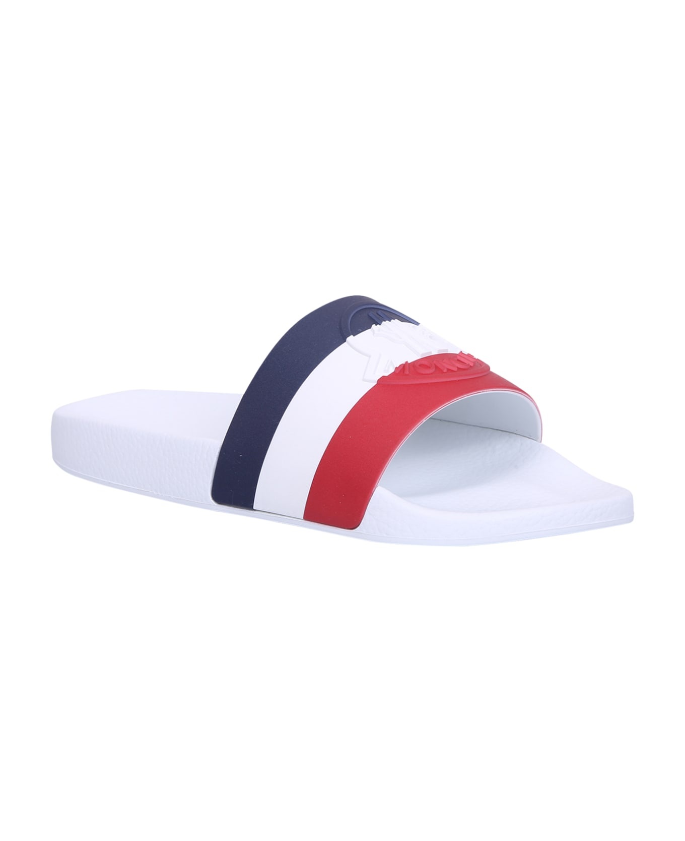 Striped Embossed-logo Slides - 2