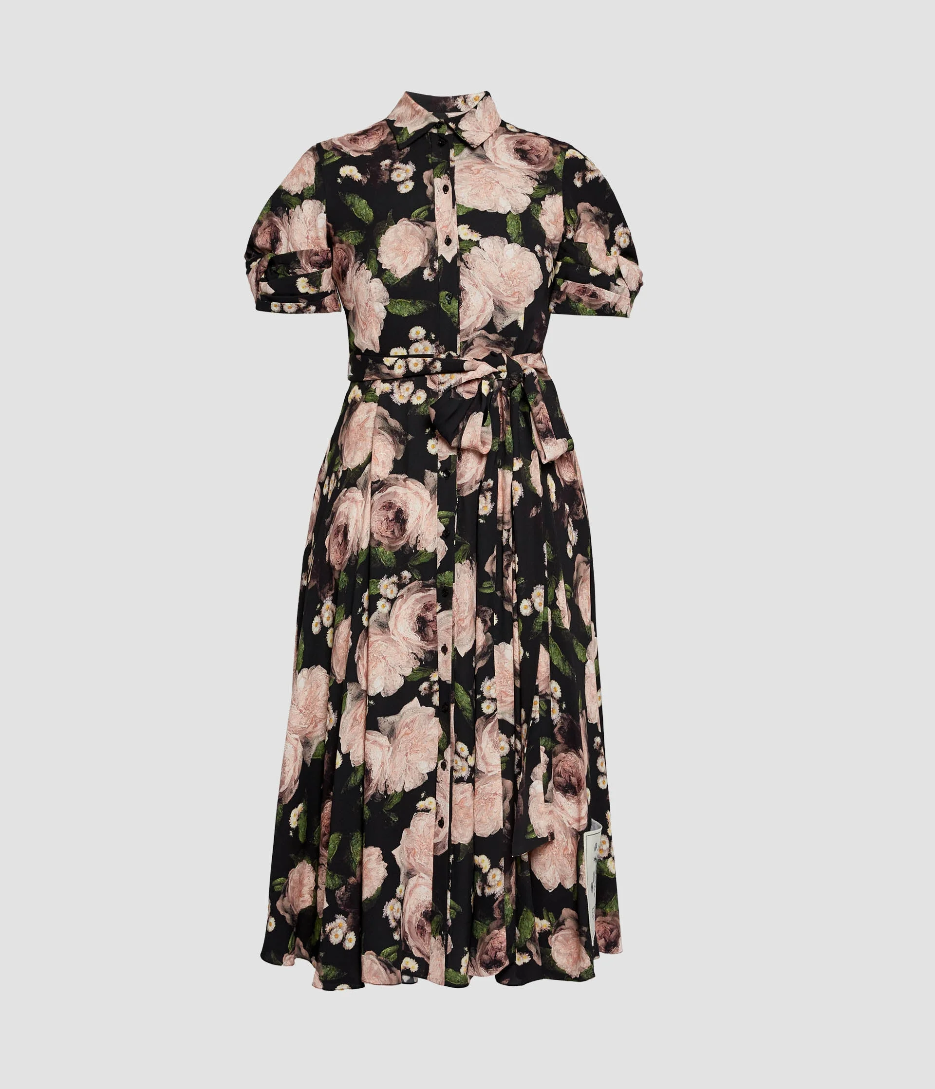 FLORAL PRINT SHORT SLEEVE MIDI DRESS - 1