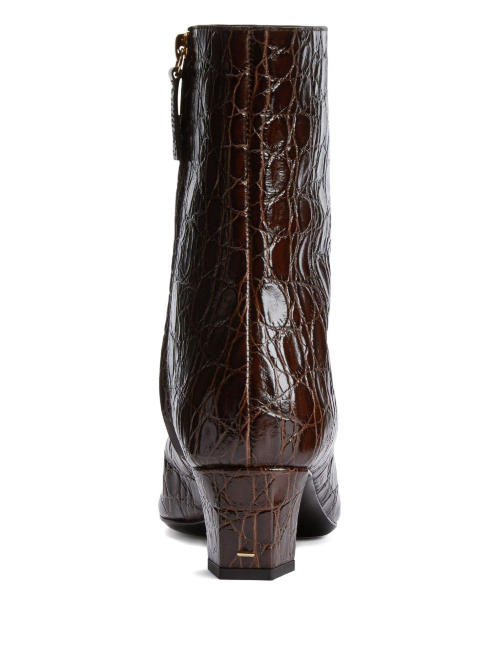 crocodile-effect square-toe boots - 3