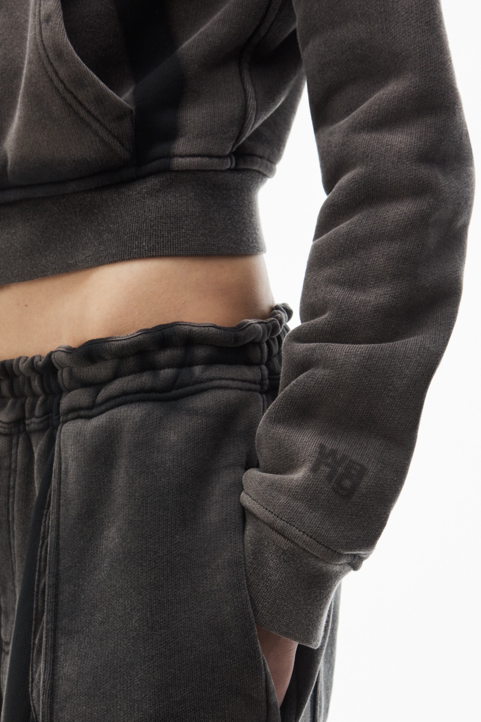 cropped zip-up jacket in cotton terry - 5