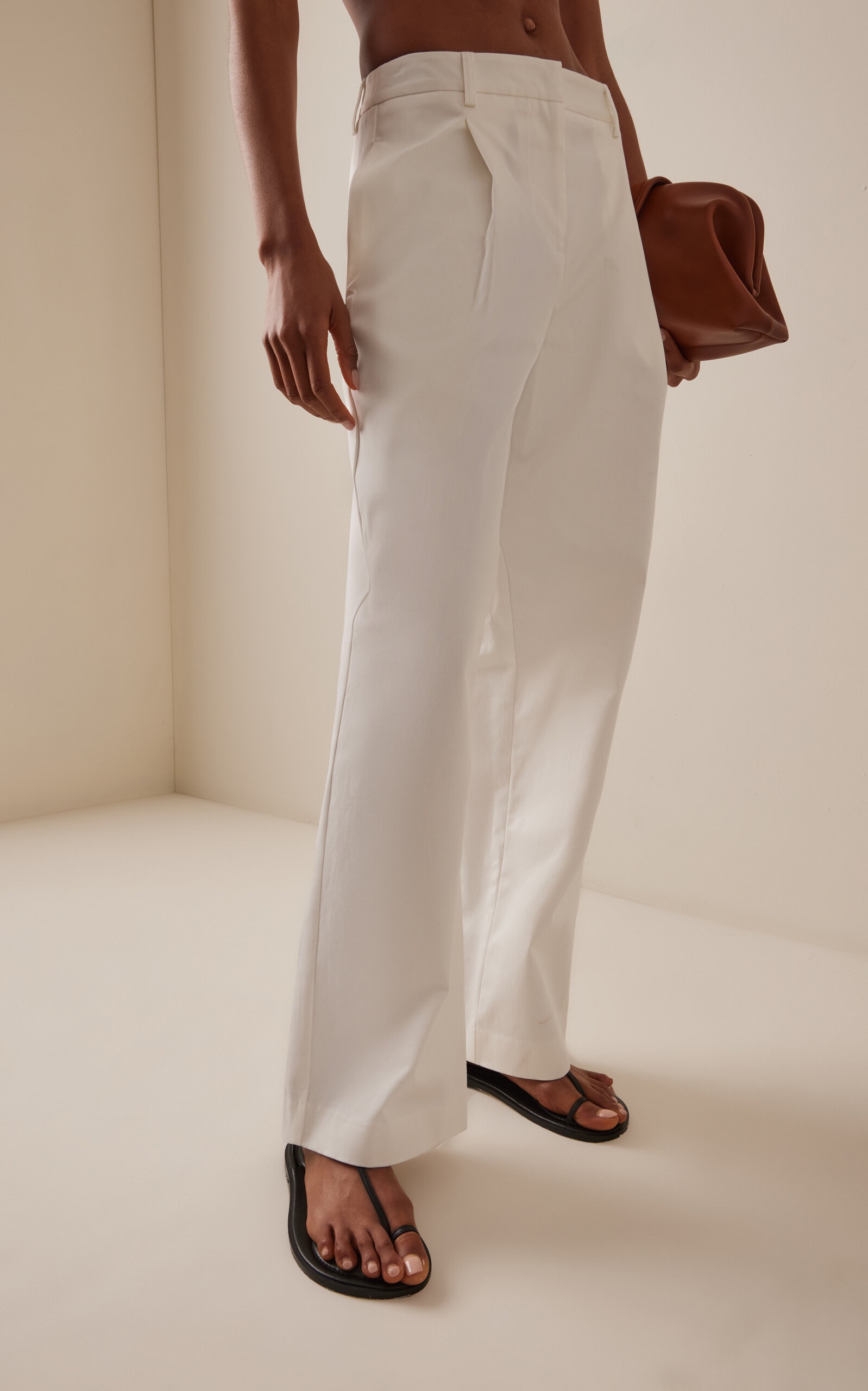 High-Rise Stretch-Cotton Pants white - 3