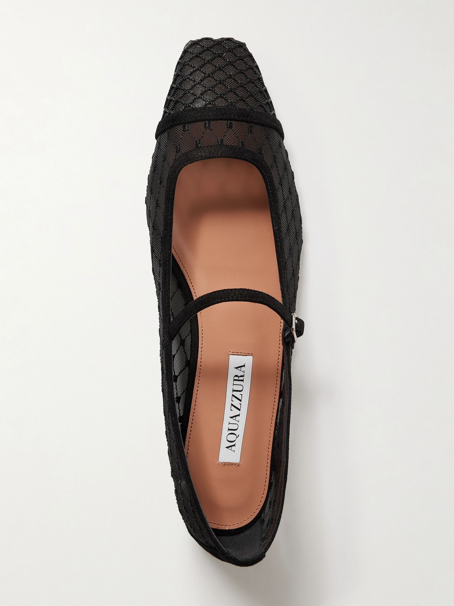 Juliette velvet-trimmed embroidered mesh ballet flats Black - 5