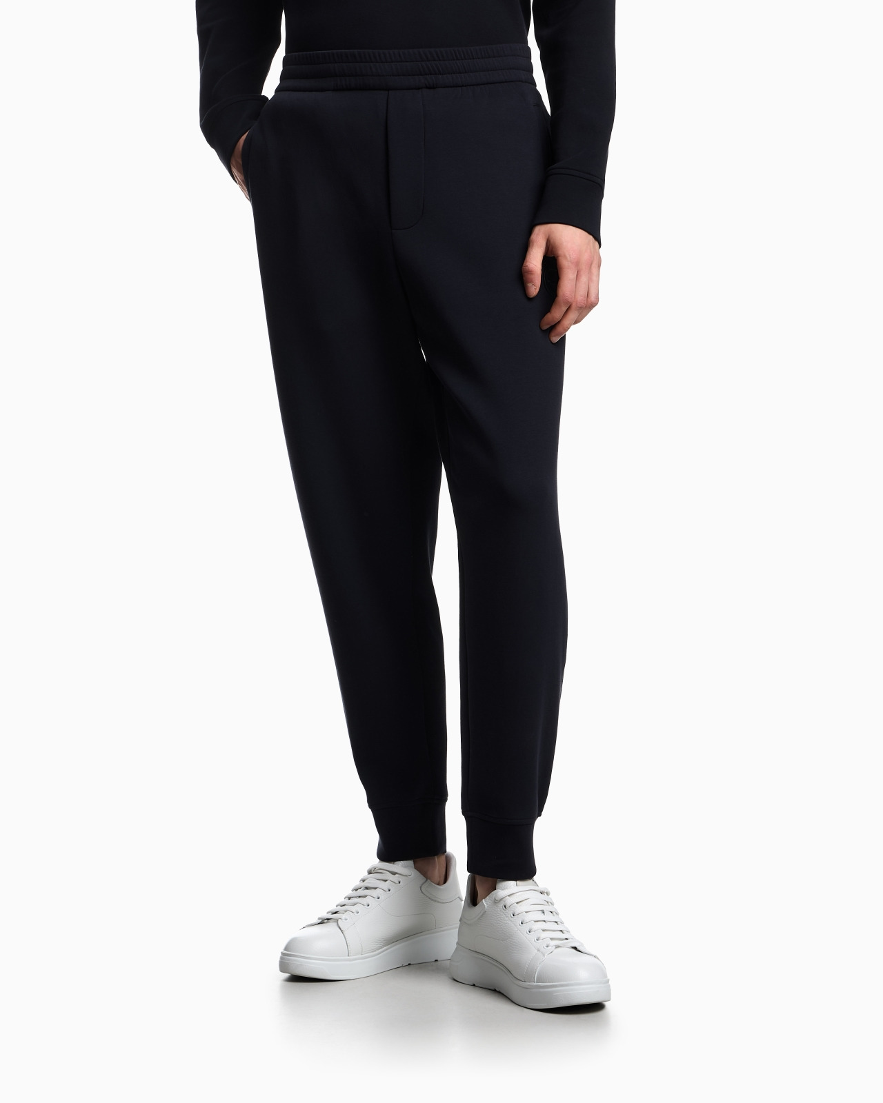 Double-jersey joggers with embossed embroidered EA logo - 4