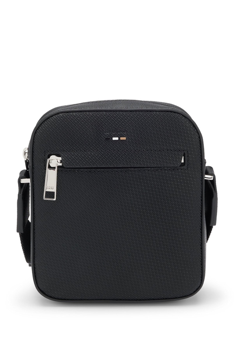 REPORTER BAG IN FAUX LEATHER WITH MONOGRAM-EMBOSSED PANELS 1