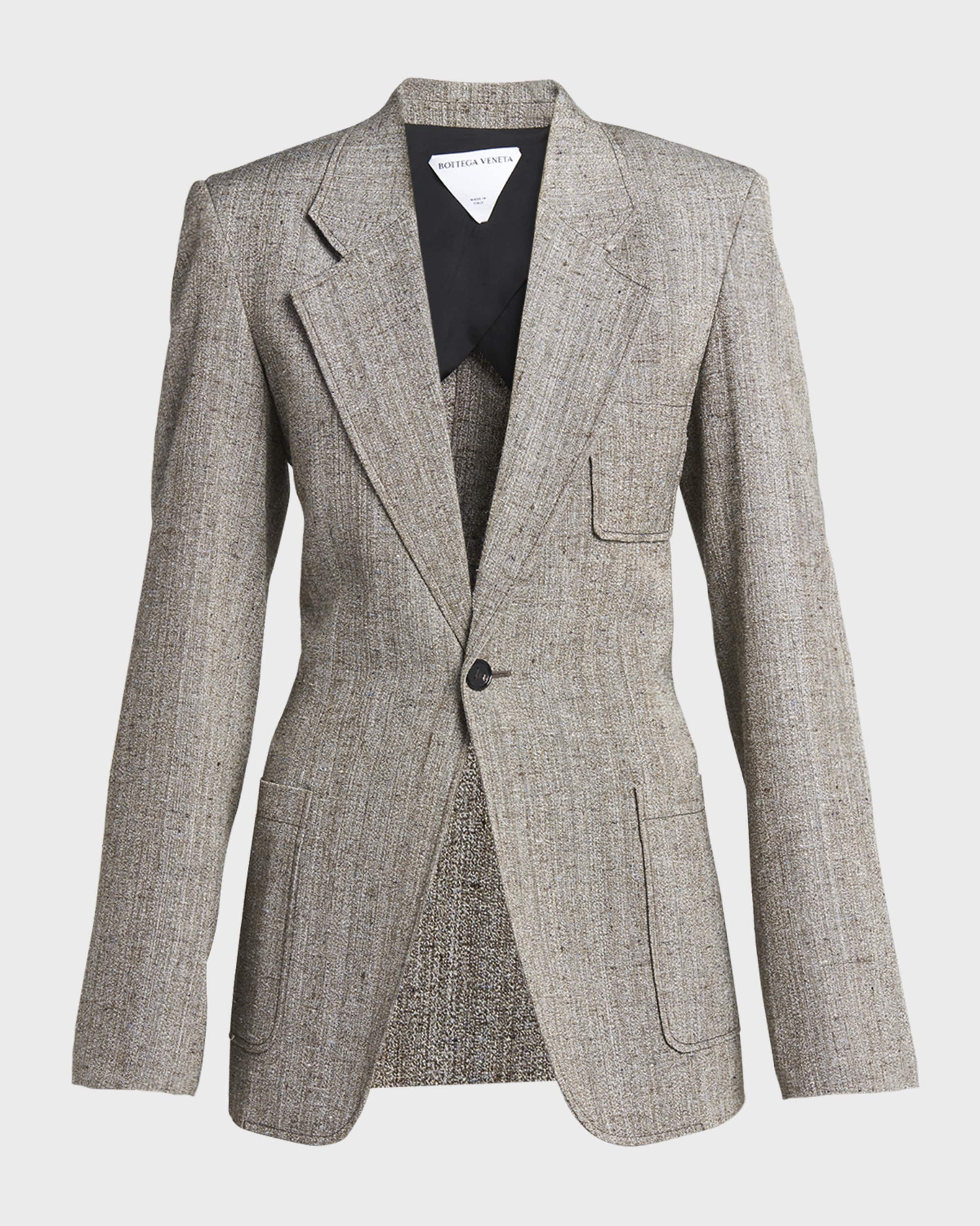 Bottega Veneta Knotted Melange Viscose Blazer Jacket