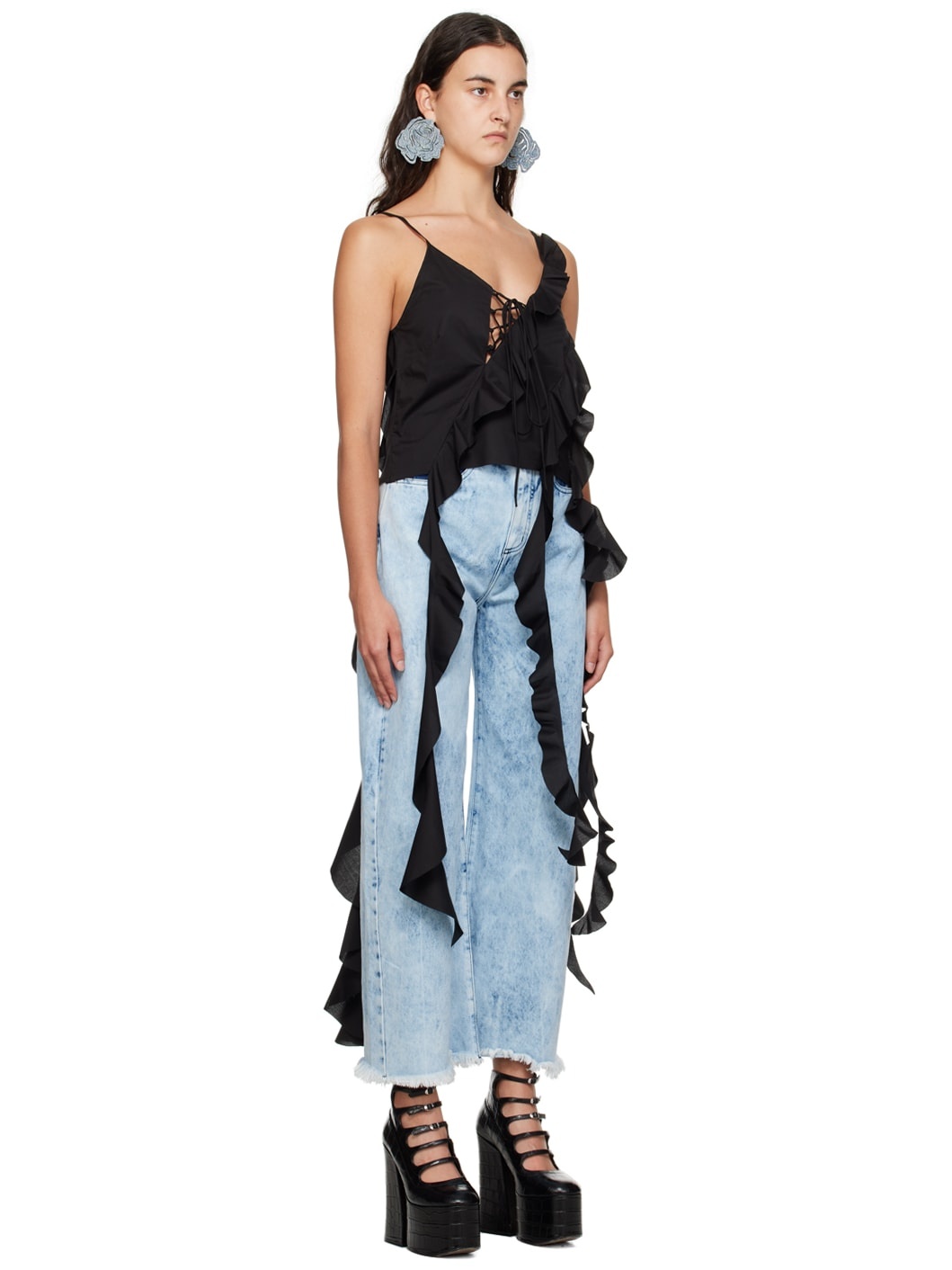 Black Ruffle Tank Top - 2