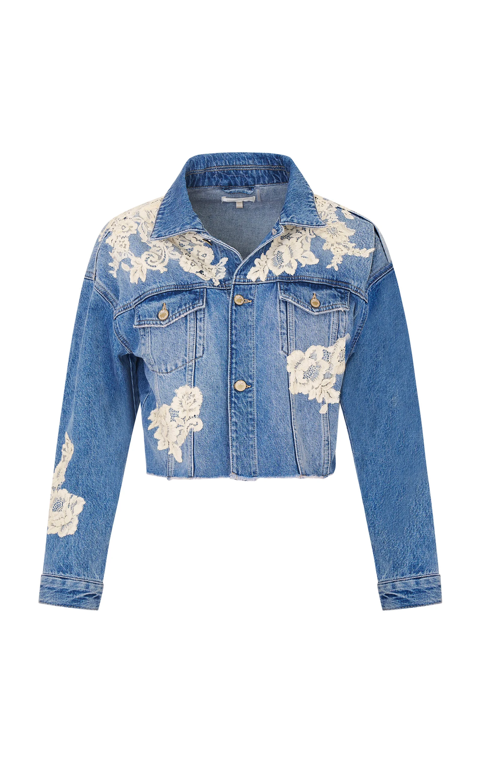 Amana Lace-Detailed Denim Jacket blue - 1