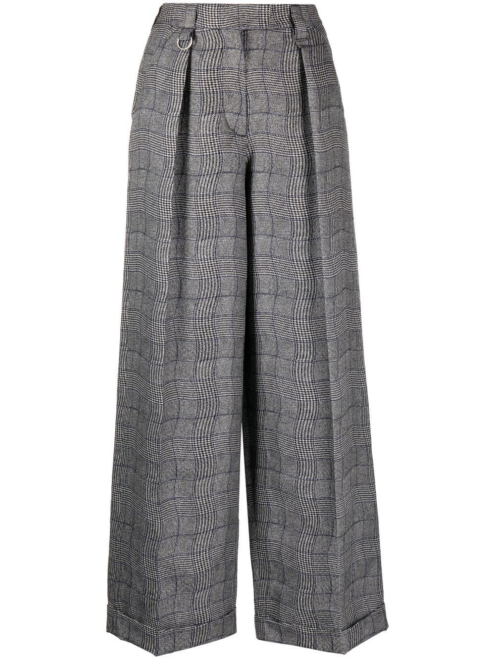 Wavy Check wide-leg tailored trousers - 1