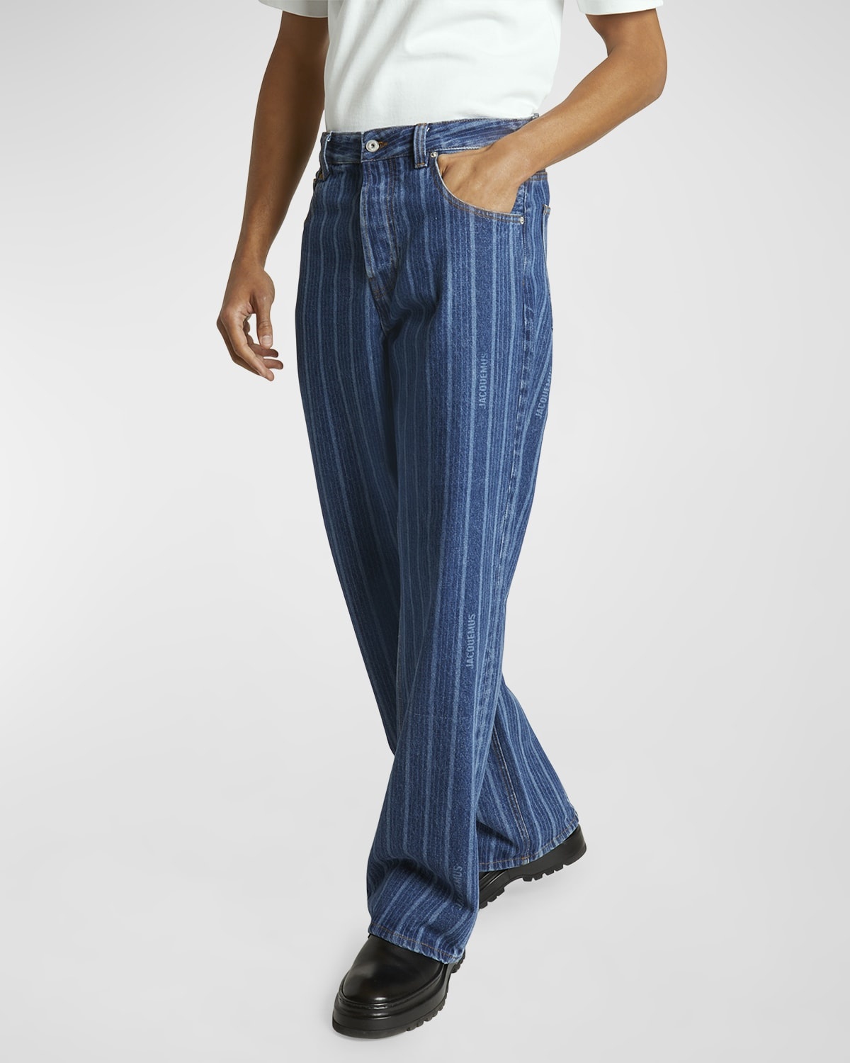 JACQUEMUS Men's Signature Striped Jeans | neimanmarcus